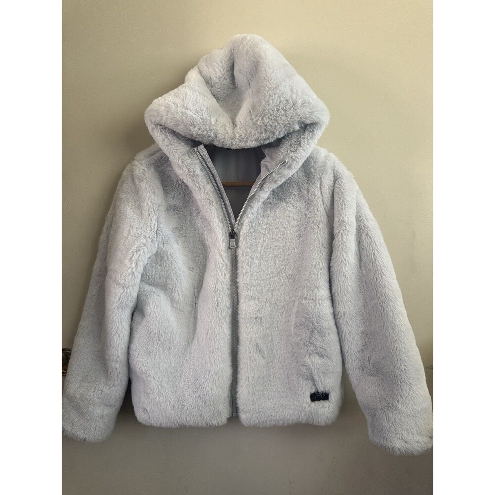 Under Armour Jacket Youth Girls L Pink Long Sleeve Cozy Faux Fur Hoodie Fuzzy